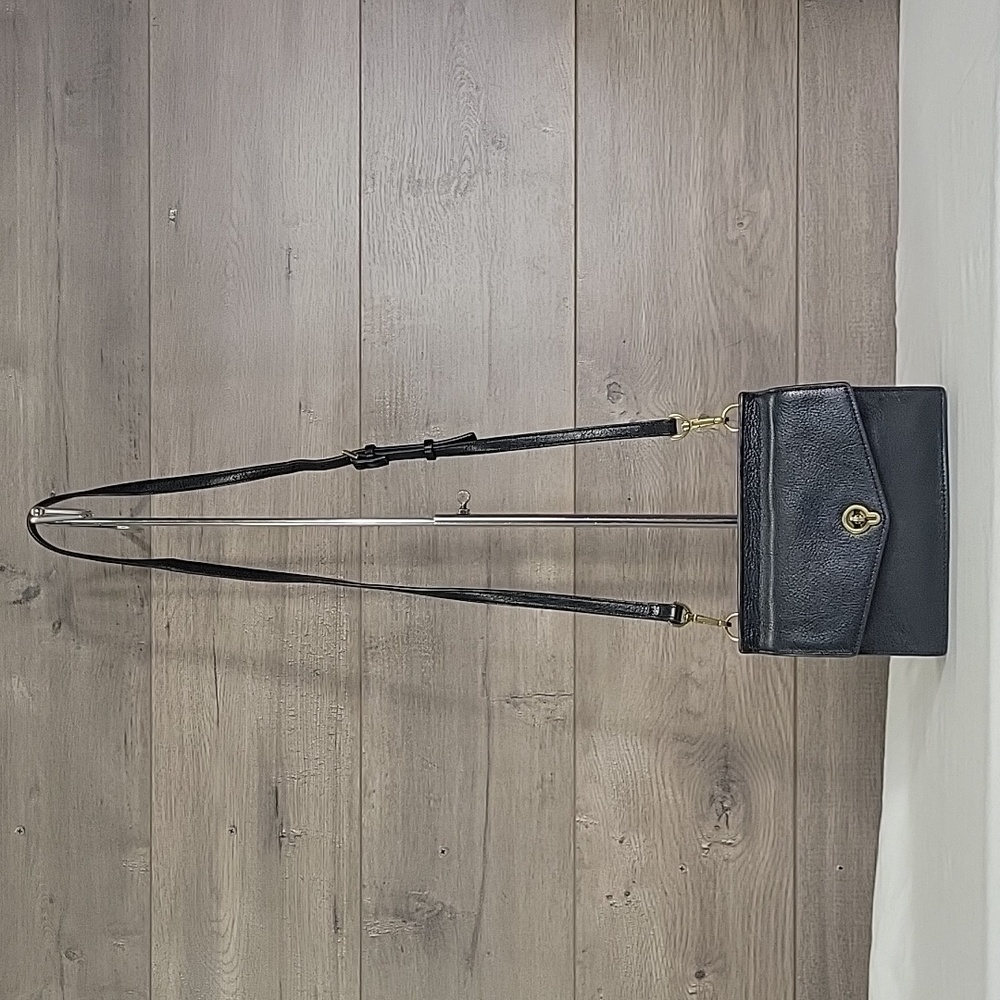 Fossil Black Leather Crossbody Bag with Gold Hardware